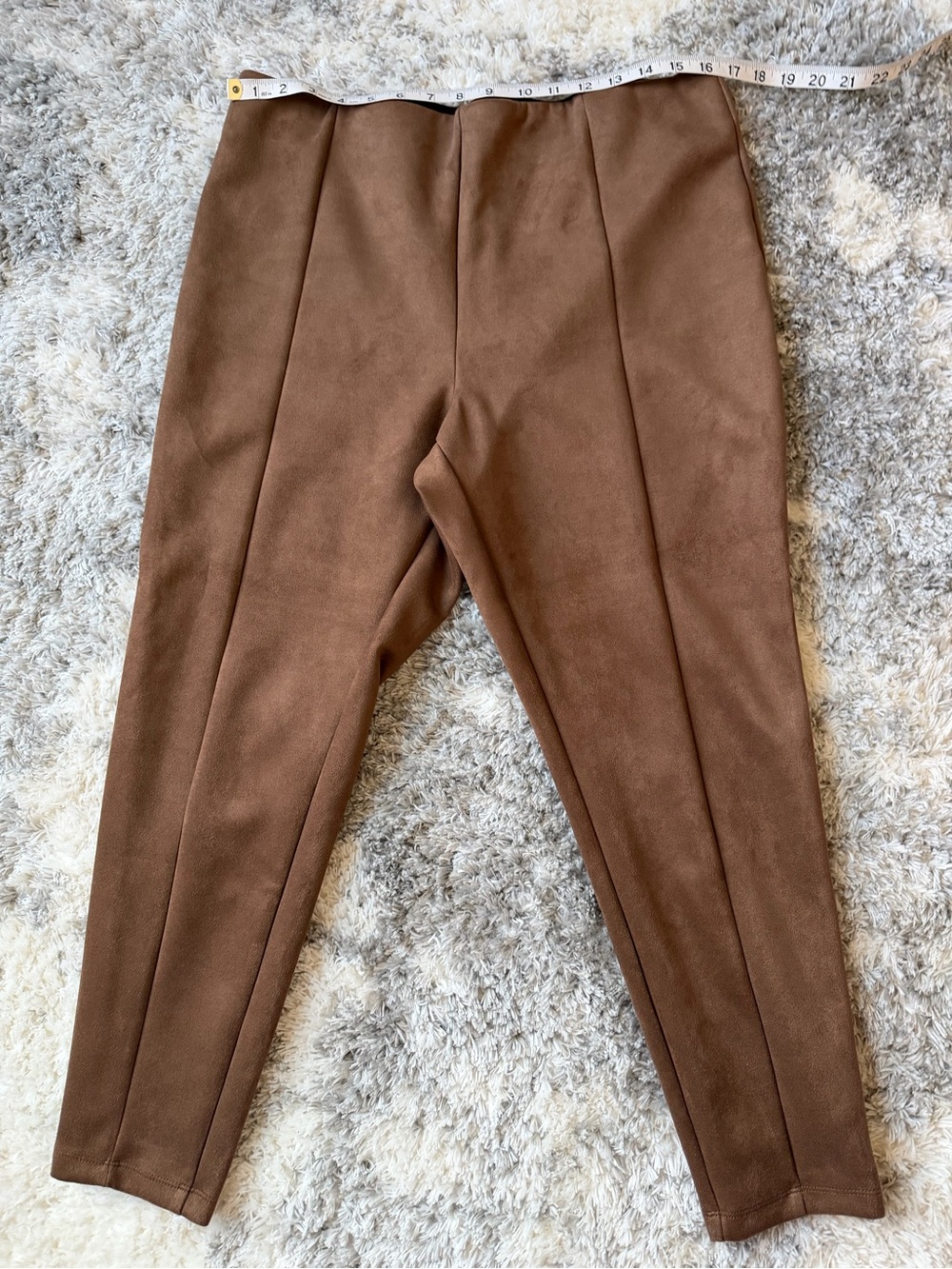 LOFT Brown Women's Tapered Faux-Suede Dress Pants